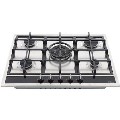 CDA 70cm 5 burner Gas Hob with Wok Burner - Stainless Steel