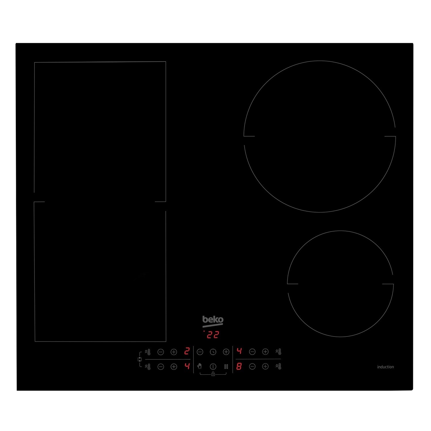 Beko Hii64201mt 58Cm 4 Zone Induction Hob HII64201MT