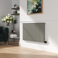 GRADE A2 - Smoked Stone Horizontal Smart Electric Radiator with Wi-Fi Thermostat - 1200W - H600xW1000mm - Bathroom Safe