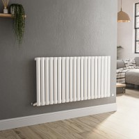 GRADE A2 - Sorrento White Horizontal Oval Designer Radiator 600x1180mm Single Panel 3152 BTU