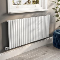 White Electric Horizontal Designer Radiator 2kW with Wifi Thermostat - H600xW1416mm - IPX4 Bathroom Safe