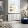 White Electric Horizontal Designer Radiator 2kW with Wifi Thermostat - H600xW1416mm - IPX4 Bathroom Safe
