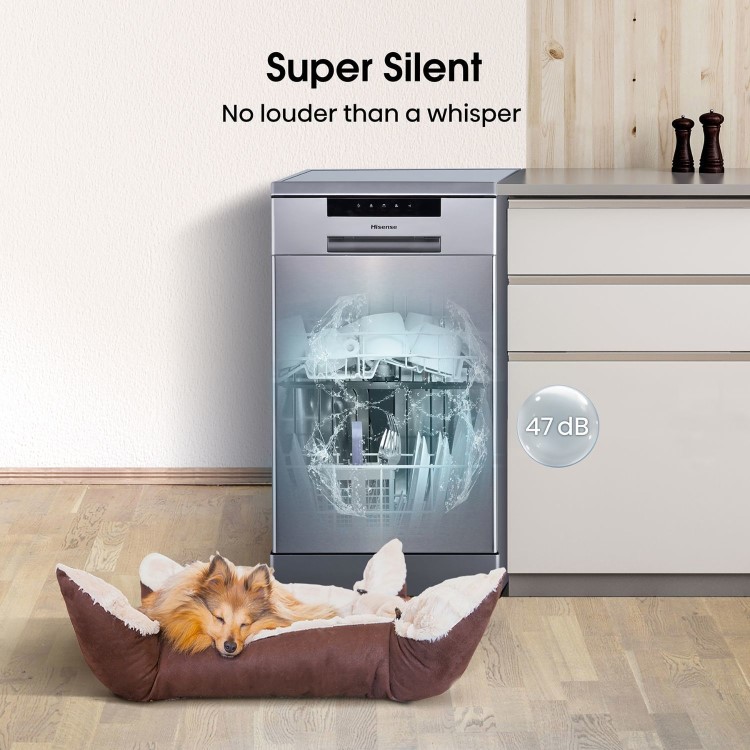 Refurbished Hisense HS523E15XUK 10 Place Freestanding Slimline Dishwasher Stainless Steel