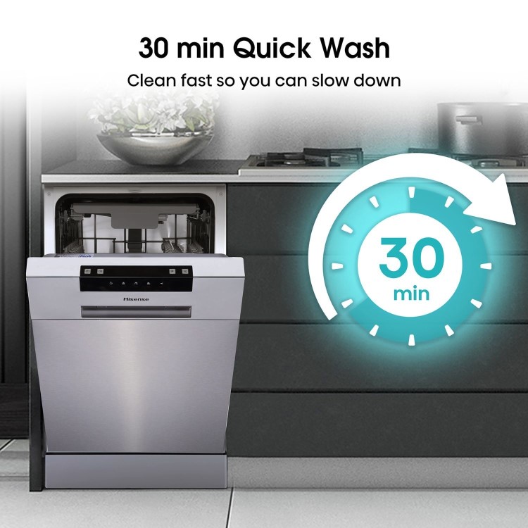 Refurbished Hisense HS523E15XUK 10 Place Freestanding Slimline Dishwasher Stainless Steel