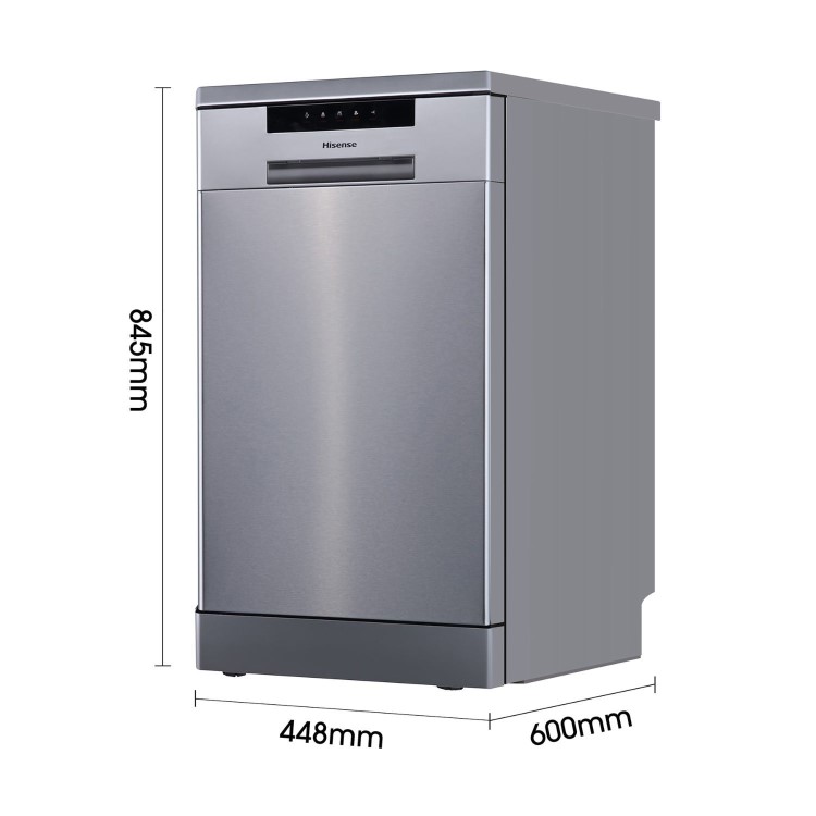 Refurbished Hisense HS523E15XUK 10 Place Freestanding Slimline Dishwasher Stainless Steel