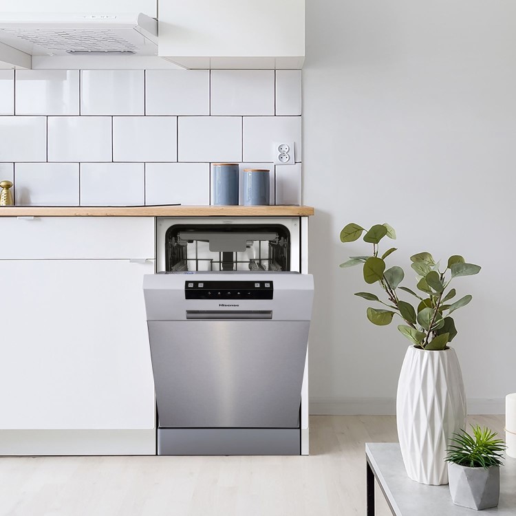 Refurbished Hisense HS523E15XUK 10 Place Freestanding Slimline Dishwasher Stainless Steel