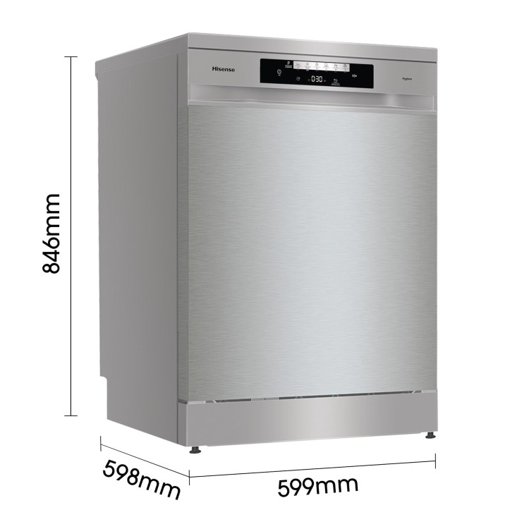 Refurbished Hisense HS643D60XUK 16 Place Freestanding Dishwasher Stainless Steel