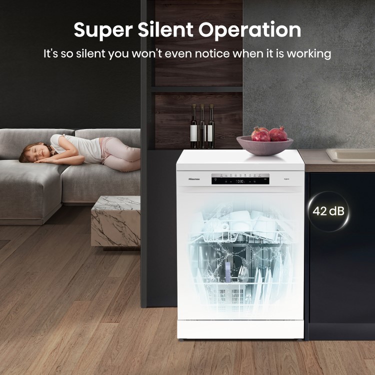 Hisense Hygiene Freestanding Dishwasher - Smart Wi-Fi, C-Rated, White