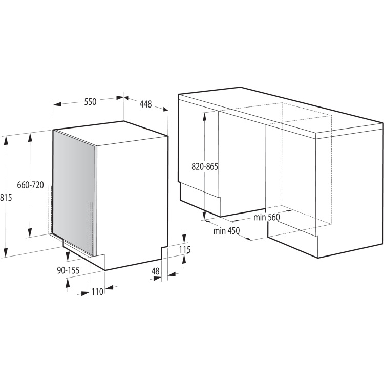Refurbished Hisense HV523E15UK 10 Place Fully Integrated Slimline Dishwasher Silver