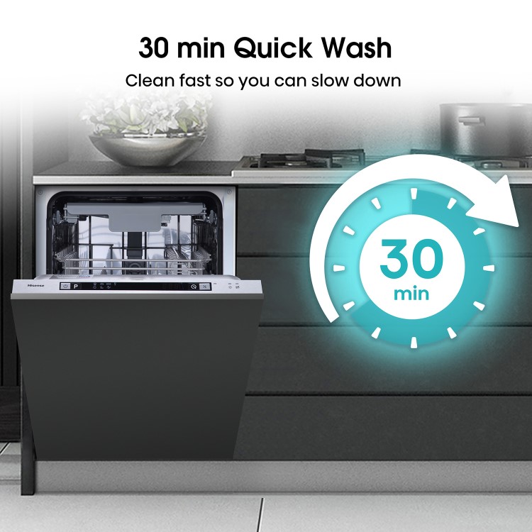 Refurbished Hisense HV523E15UK 10 Place Fully Integrated Slimline Dishwasher Silver