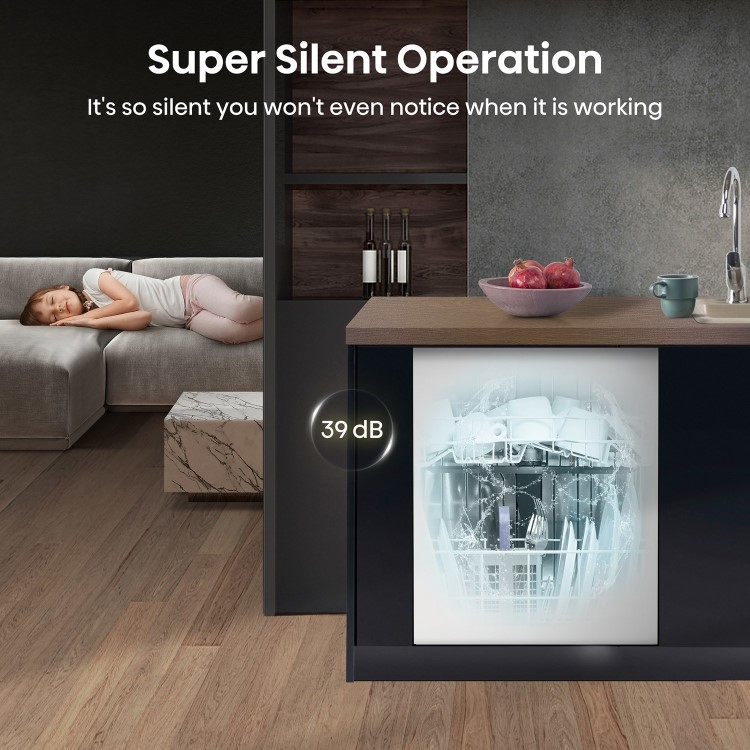 Hisense Hygiene Integrated Dishwasher - Smart Wi-Fi, C-Rated, Silver control panel
