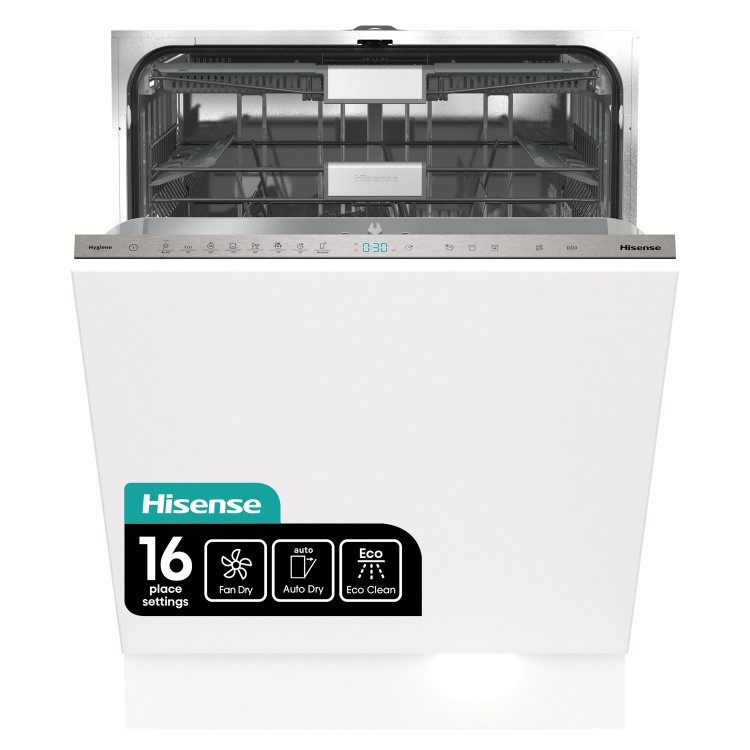 Hisense Hygiene Integrated Dishwasher - Smart Wi-Fi, C-Rated, Silver control panel