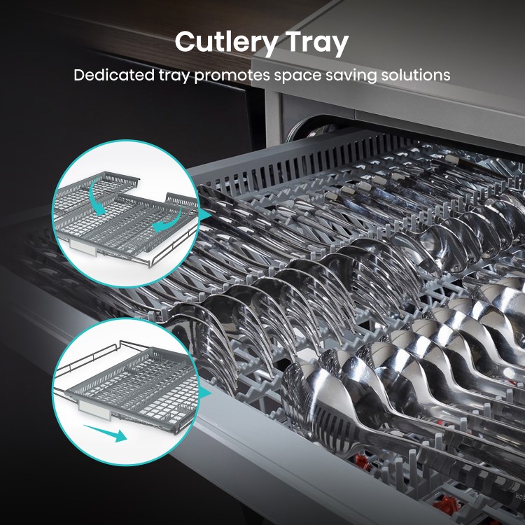 Hisense Hygiene Integrated Dishwasher - Smart Wi-Fi, C-Rated, Silver control panel