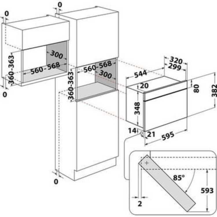 Refurbished Indesit Built-In Microwave & Grill - Stainless Steel