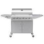 Refurbished Boss Grill Georgia Classic - 6 Burner Gas BBQ Grill with Side Burner - Silver
