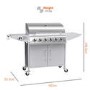 Refurbished Boss Grill Georgia Classic - 6 Burner Gas BBQ Grill with Side Burner - Silver