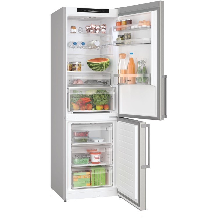 Bosch Series 4 221 Litre 60/40 Freestanding Fridge Freezer With VitaFresh XXL - Stainless Steel