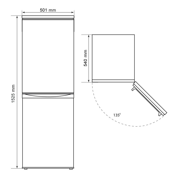 Refurbished Bush M50152SB Freestanding 180 Litre 50/50 Fridge Freezer Black