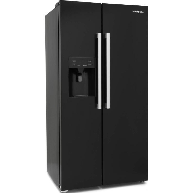 Montpellier 489 Litre American Style Fridge Freezer - Black
