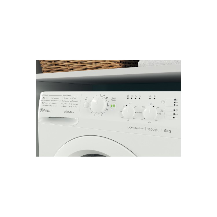 Indesit MTWC91283WUK My Time 9kg 1200rpm Freestanding Washing Machine With Quiet Inverter Motor - White