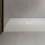 ALMOST PERFECT - 1000x800mm Rectangular White Slate-Effect Shower Tray 27mm - Stone Resin - Sileti