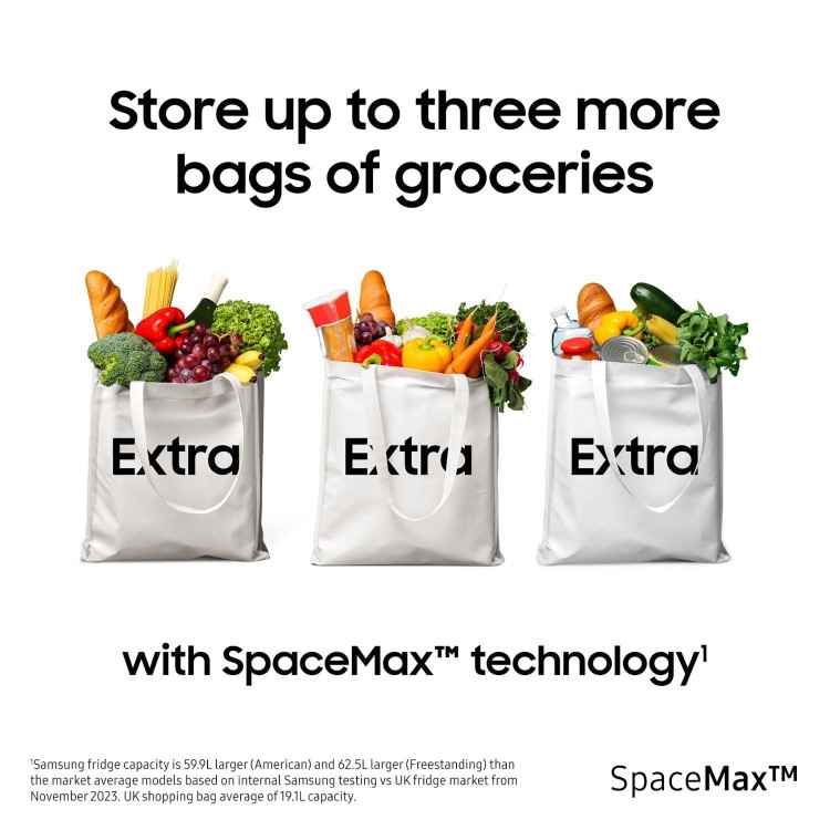 Refurbished Samsung SpaceMax RB53DG703CS9EU Freestanding 538 Litre 70/30 Fridge Freezer Silver