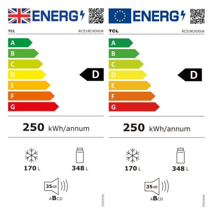 Refurbished TCL RC518CXD0UK 518 Litre Frost Free American Fridge Freezer Stainless Steel
