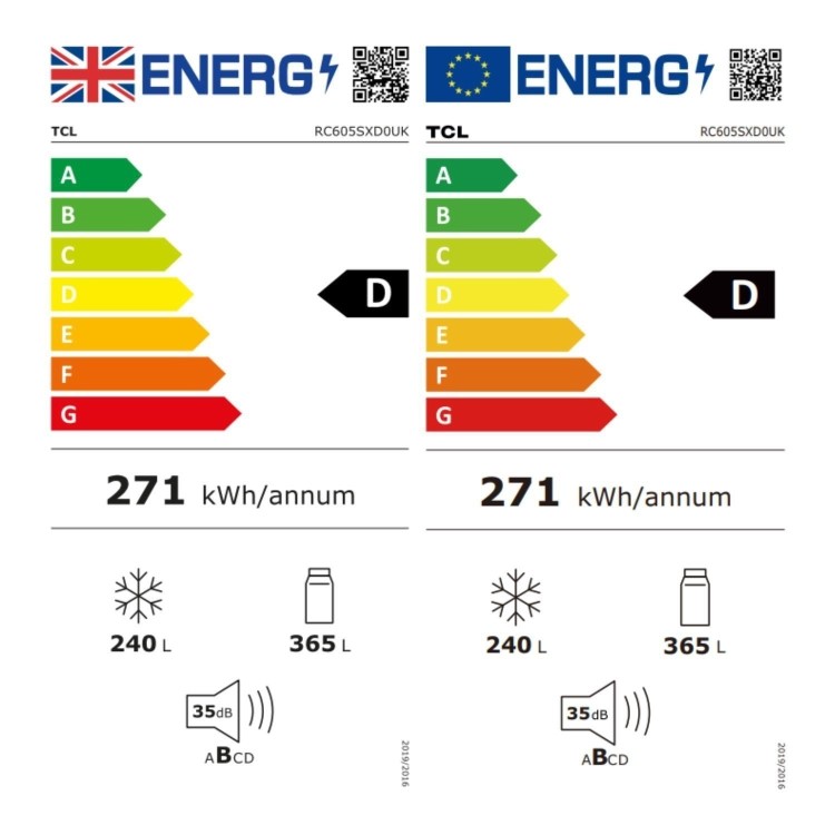 Refurbished TCL RC605SXD0UK Freestanding 605 Litre Frost Free American Fridge Freezer Stainless Steel