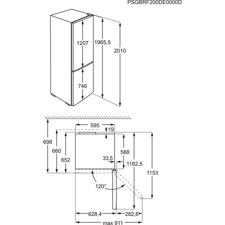 AEG 367 Litre 70/30 Freestanding Fridge Freezer - Stainless Steel Doors