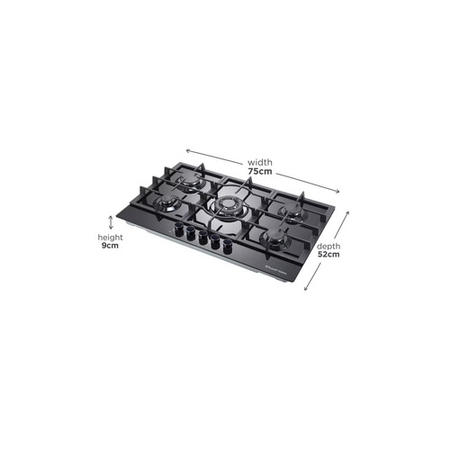 Refurbished Russell Hobbs RH75GH602B 5 Burner Gas Hob Black