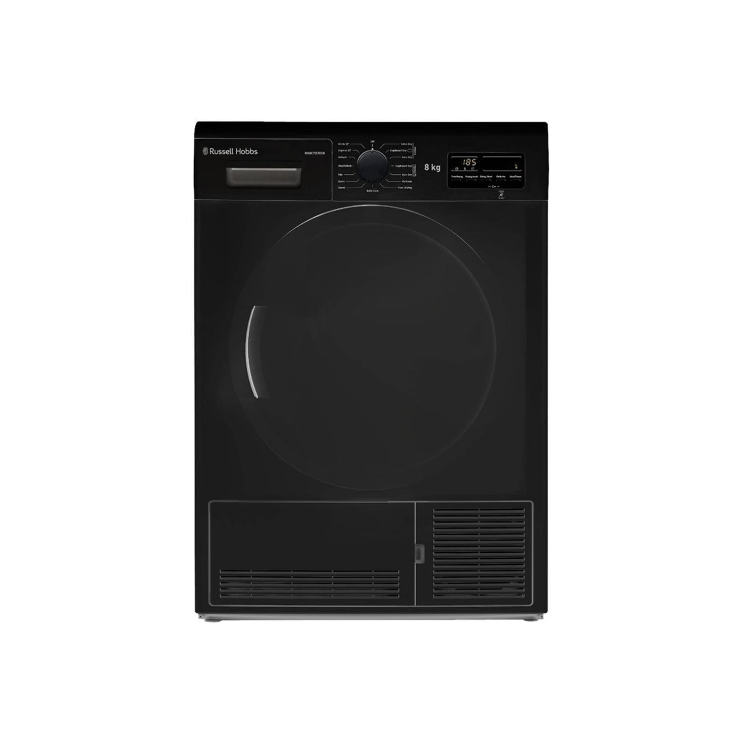 Refurbished Russell Hobbs RH8CTD701B Freestanding Condenser 8KG Tumble Dryer Black