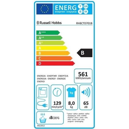 Refurbished Russell Hobbs RH8CTD701B Freestanding Condenser 8KG Tumble Dryer Black
