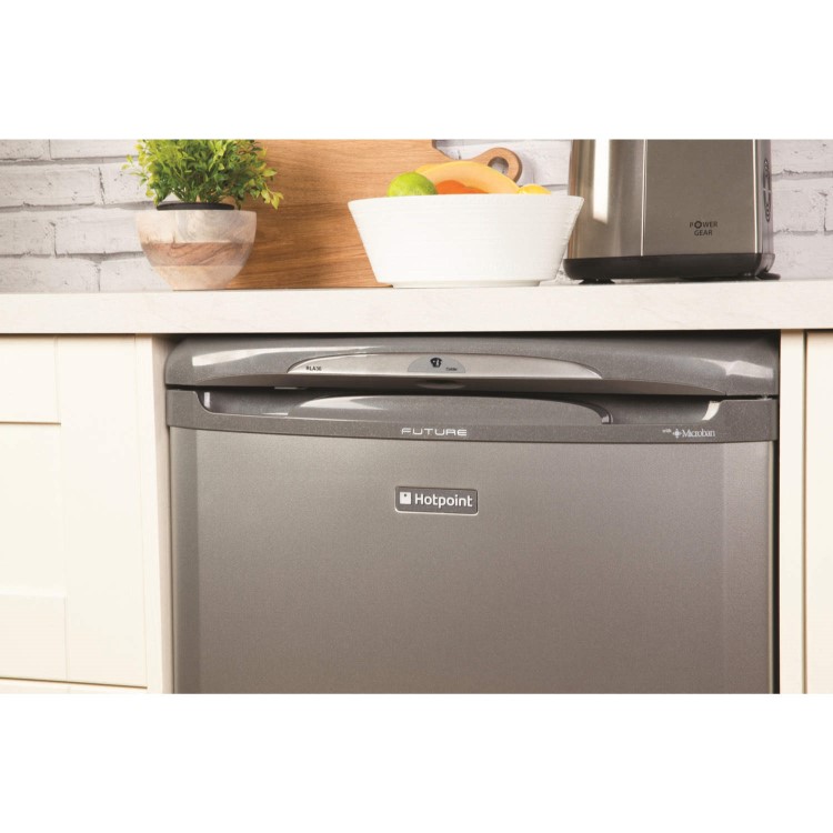 GRADE A1 - Hotpoint RLA36G 60cm Wide Freestanding Under Counter Fridge - Graphite