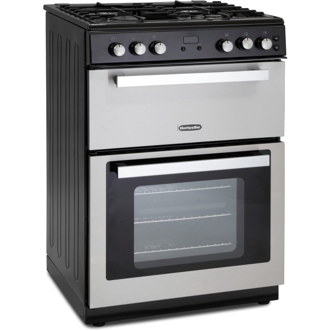 Montpellier RMC61GOX 60cm Mini Range Double Oven Gas Cooker in Stainless Steel