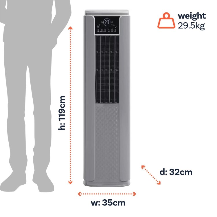 Refurbished electriQ SupremeCool 10000 BTU Quiet Smart Portable Air Conditioner with Heat Pump No Remote