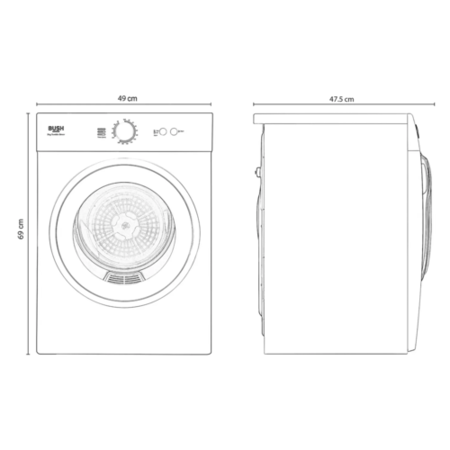 Refurbished Bush TD3CNBW 3KG Vented Tumble Dryer - White