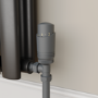 Refurbished - Elego Anthracite Gray Modern TRV Angled Thermostatic Radiator Valves With Lockshield