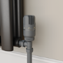 Refurbished - Elego Anthracite Gray Modern TRV Angled Thermostatic Radiator Valves With Lockshield