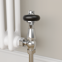 Refurbished - Maesta Chrome Traditional TRV Angled Thermostatic Radiator Valves With Lockshield