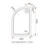 GRADE A2 - 1200x800mm Quadrant Shower Tray – Low Profile 45mm – Stone Resin – White – Pearl