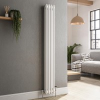 GRADE A2 - Reggio White Vertical Double Column Traditional Radiator 1500x200mm 1486 BTU - Cast Iron Style