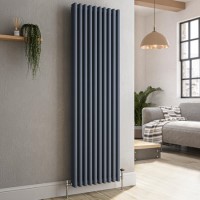 GRADE A2 - Reggio Anthracite Vertical Triple Column Traditional Radiator 1500x470mm 4688 BTU - Cast Iron Style