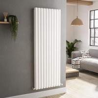 GRADE A2 - Sorrento White Vertical Oval Designer Radiator 1600x590mm Double Panel 5585 BTU
