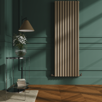 GRADE A2 - Sorrento Beige grey Vertical Oval Designer Radiator 1800x590mm Double Panel 6229 BTU