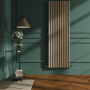 GRADE A2 - Sorrento Beige grey Vertical Oval Designer Radiator 1800x590mm Double Panel 6229 BTU