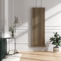 GRADE A2 - Sorrento Beige grey Vertical Oval Designer Radiator 1800x590mm Double Panel 6229 BTU
