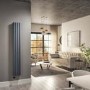 Anthracite Electric Vertical Designer Radiator 1.2kW with Wifi Thermostat - Double Panel H1600xW236mm - IPX4 Bathroom Safe