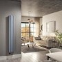 Refurbished Light Grey Electric Vertical Designer Radiator 1.2kW with Wifi Thermostat - Double Panel H1600xW236mm - IPX4 Bathroom Safe