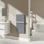 Refurbished 600W Smart Infrared Vertical Anthracite Glass Designer Wall Heater 550x1100mm with Optional Towel Rail - IP24 Bathroom Safe