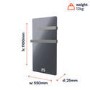 Refurbished 600W Smart Infrared Vertical Anthracite Glass Designer Wall Heater 550x1100mm with Optional Towel Rail - IP24 Bathroom Safe